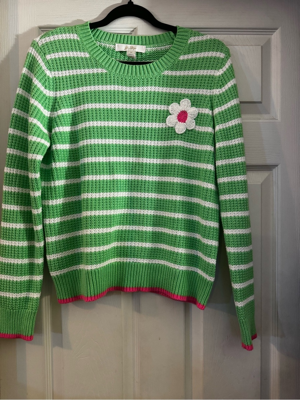 Lilly Pulitzer Jovienne Stripped Sweater with crochet flower Size M